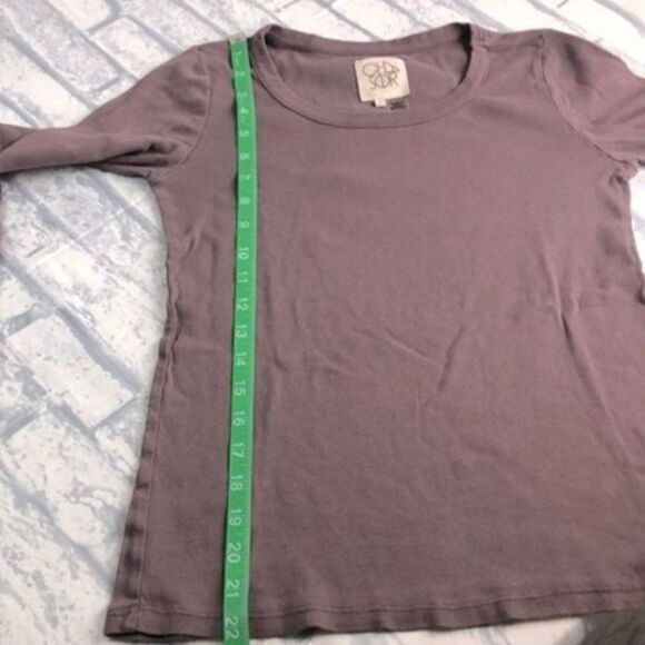 Chaser Tee Mauve Long Sleeve Double Ruffle Bell Sleeve Cotton Crew Neck Top S - Picture 8 of 10